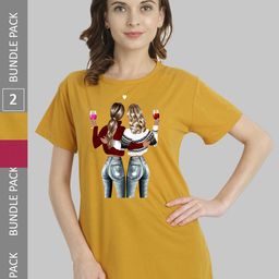 CHOZI Pack Of 2 Printed Cotton Bio Finish T-shirt-picture-4