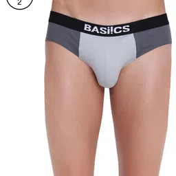 Urbane Lad Brief Basiics by La Intimo (Pack of 2) Grey Solid Briefs-49