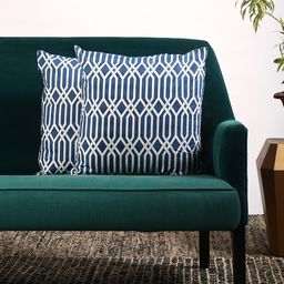 Contrast Living Set of 2 Blue Geometric Printed Cushion Covers-58