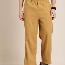 HERE&NOW Men Pure Cotton Straight Fit Trousers-image-47