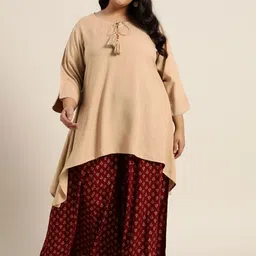 Juniper Plus Women Beige Solid Liva Kurta-picture-11