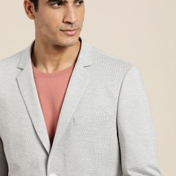 INVICTUS Men Grey Melange Solid Single-Breasted Slim Fit Smart Casual Blazer-8