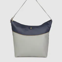 Baggit Navy Blue & Grey Colourblocked Hobo Bag-82