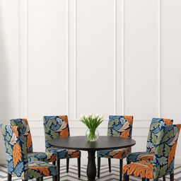 Cortina Set Of 6 Blue & Yellow Printed Chair Covers-7