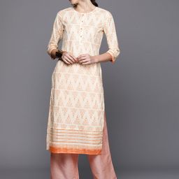 Indo Era Ethnic Motifs Foil Printed Pure Cotton Straight Kurta-picture-44