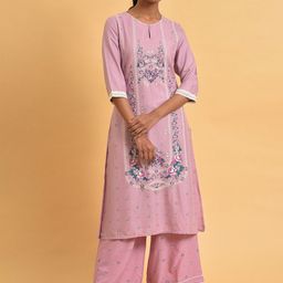 W Floral Printed Keyhole Neck Gotta Patti Kurta-picture-18