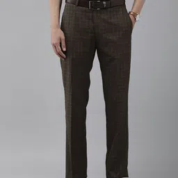 Park Avenue Men Checked Smart Slim Fit Trousers-image-84