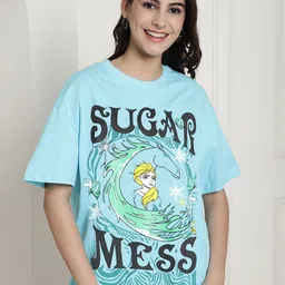 Fabflee Frozen Printed Cotton Oversized T-shirt-picture-36