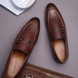 Men Rosewood Leatherette Moccasins Formal Shoes-image-89