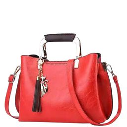 SYGA Women Leather Bucket Shoulder Bag with Tasselled-picture-37