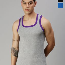ONN Pack Of 3 Square Neck Pure Cotton Gym Vests-image-15