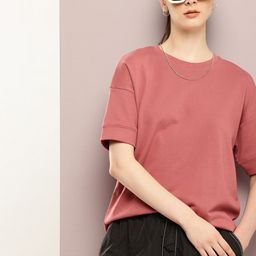 DILLINGER Drop-Shoulder Sleeves Oversized Pure Cotton T-shirt-image-55