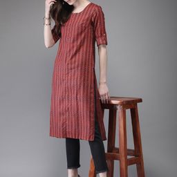 Anouk Women Red & Blue Printed Straight Kurta-image-22