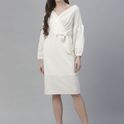 Athena Women White Solid Wrap Dress-picture-42