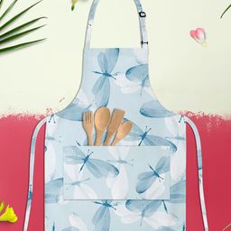 ArtzFolio Blue & White Printed Pure Cotton Apron-9