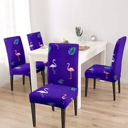 Cortina Set Of 4 Navy Blue Printed Chair Covers-32
