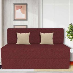 SLEEP SPA Maroon 1 Seater Fold Out Sofa Cum Bed-image-89