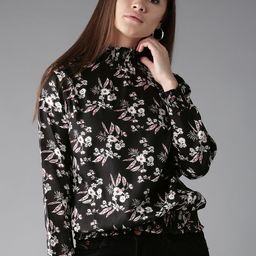 HERE&NOW Women Black Printed Blouson Top-51