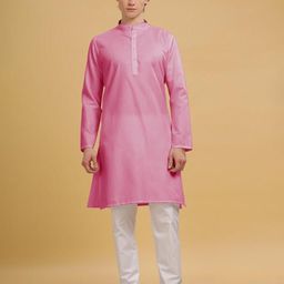 Anouk Pink Band Collar Cotton Straight Kurta-image-34