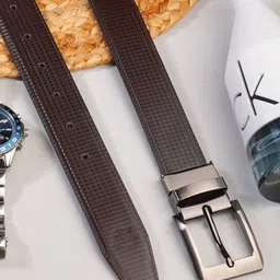 ZEVORA Men Textured Leather Reversible Belt-image-91