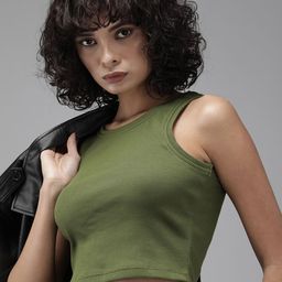 Roadster Women Solid Tank Crop Top-picture-48