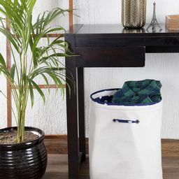 My Gift Booth Cream-Coloured & Navy Blue Solid Canvas Laundry Bag-image-54