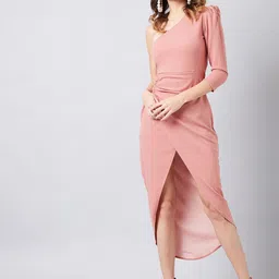 Athena Women Rose Solid Sheath Dress-image-58
