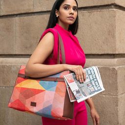 ZOUK Geometric Printed Oversized Shopper Shoulder Bag-image-3