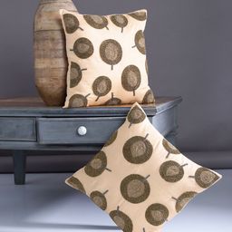 Alina decor Beige Set of 2 Embellished Square Cushion Covers-39