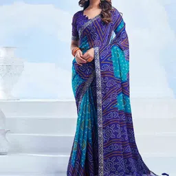 KALINI Bandhani Zari Pure Chiffon Bandhani Saree-picture-58