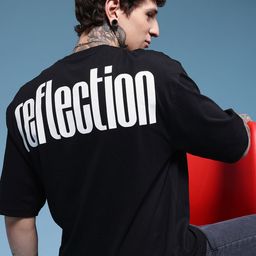 HERE&NOW Pure Cotton Typography Printed Relaxed Fit T-shirt-image-99