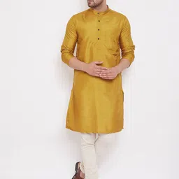 even Men Gold-Toned Woven Design Straight Kurta-picture-51