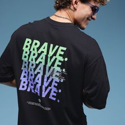HERE&NOW Pure Cotton Typography Printed Oversized T-shirt-image-40