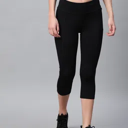 Reebok Women Black Solid Workout Ready PP 3/4th Length Training Tights-image-17