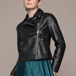 MANGO Faux Leather Asymmetric Closure Moto Jacket-picture-53
