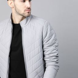 Roadster Men Grey Solid Bomber Jacket-image-55