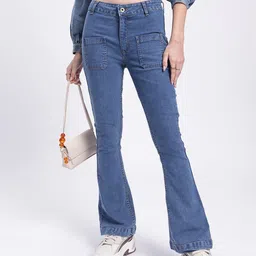 glitchez Women Seamless Style Mid-Rise Stretchable Bootcut Jeans-picture-14
