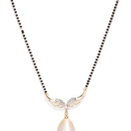 YouBella Gold-Toned & Black Stone-Studded Beaded Mangalsutra-image-50