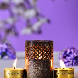 Archies Multicoloured Set of 4 Scented Candles With Tea Light Candle Holder-1