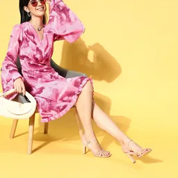 plusS Pink Georgette Knee Length A-Line Dress-picture-15