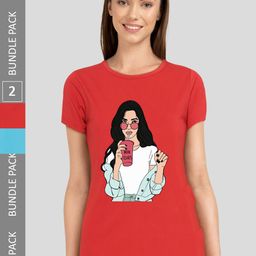 CHOZI Pack Of 2 Printed Cotton Bio Finish T-shirt-image-91