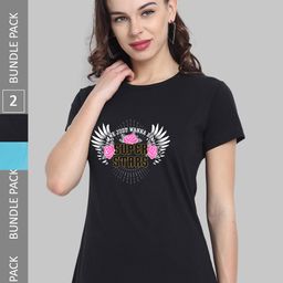 CHOZI Pack Of 2 Printed Cotton Bio Finish T-shirt-picture-2