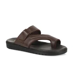 Bata Men Brown Comfort Leather Sandals-image-55