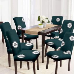 Cortina Set Of 6 Green & White Printed Chair Covers-12