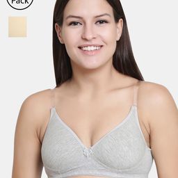 Floret Grey Melange & Beige Solid Non-Wired Lightly Padded T-shirt Bra F20560-image-47