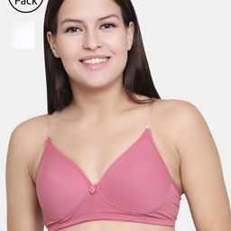 Floret Pink & White Solid Non-Wired Lightly Padded T-shirt Bra F20560-picture-15
