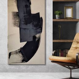 999Store Beige & Black Brush Stroke Canvas Wall Art-picture-52