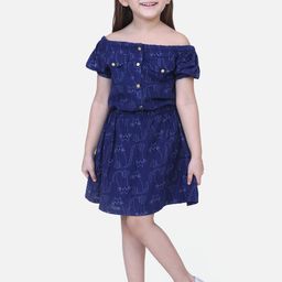 Fairies Forever Girls Blue Printed Top with Skirt-image-44