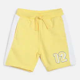 MINI KLUB Boys Yellow Solid Cotton Regular Shorts-picture-32