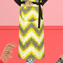 ArtzFolio Yellow & White Printed Cotton Aprons-31
